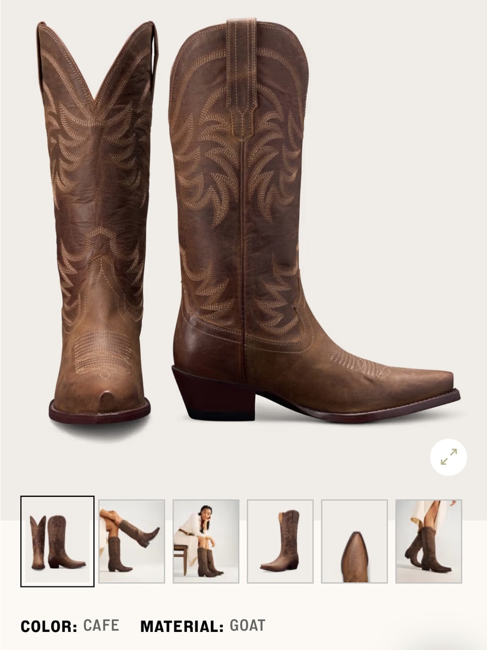 Tecovas The Annie Cafe Goat Leather Western Cowgirl Boots - Picture 9 of 16